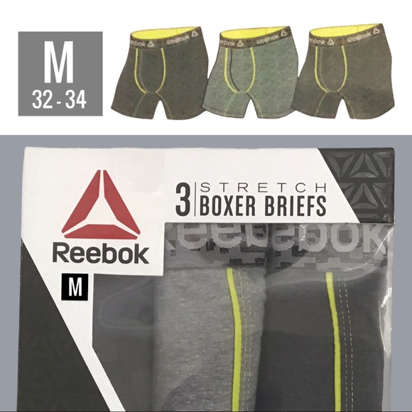Reebok Men’s Boxer Briefs 3 Pack - Picture 2 of 4